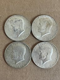 Lot Of 4 Beautiful Kennedy Half Dollars 40 Silver