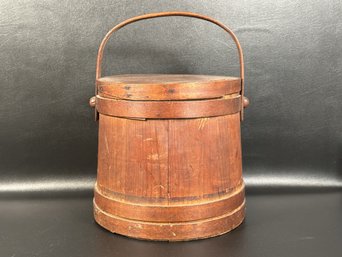 A Wonderful Antique Firken With Handle & Lid