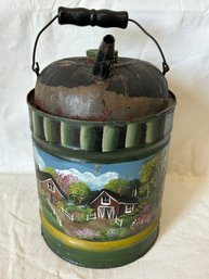 Antique Country Folk Painted Kerosene Can