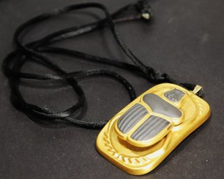 Bohem Gold And Black Egyptian Pendant Of Scarab