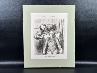 Chez Le Dentiste (At The Dentist), A Vintage Print Of A Drawing By Honore Daumier