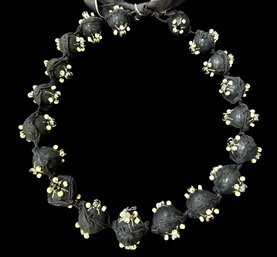 Prada Ribbon And Embellished Bead Necklace - Black