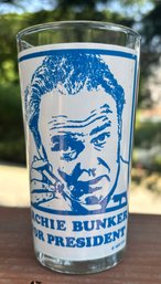 1972 Archie Bunker For President Promotional Drinking Glass No Paint Loss 5' H No Issues