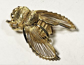 Gold Tone Signed Monet Bug Brooch