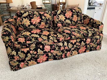 Black Floral Cushioned Love Seat