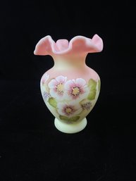 Fenton Burmese Floral Vase