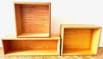 4 Vintage Thick Wood Boxes