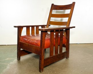 A Mission Oak Morris Chair - Unsigned, Needs Back Cushion