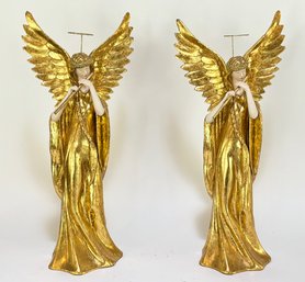 A Pair Of Large Gilt Angels