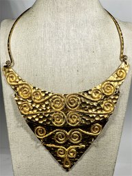 Fine Vintage Gold Tone Runway Necklace Bib Necklace