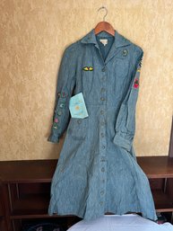 World War II Era Girl Scouts Uniform 'Curved Bar' With Badges, Pamphlet & Photo