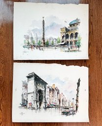 A Pair Of Original Parisian Watercolors, Mid Century, Reinier Snapper (Dutch, 1907-1988)