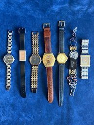 7 Assorted Watches: Charles Latour, Visage, Seiko, Andre Monique, Sylvi
