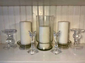 Selection Of Glass Candleholders, Including Mikasa