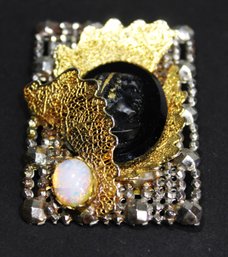 Signed Myma Hollinger Salvage Repurposed Brooch Large