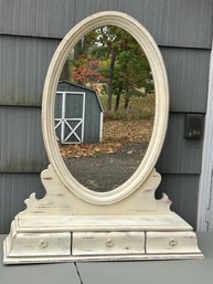 Vintage Dresser Top Vanity Mirror With Drawers Country White Lenoir