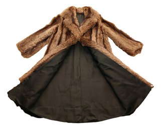 Raccoon Fur Coat With Notched Collar
