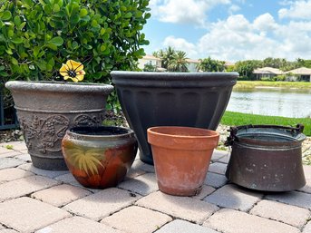 A Large Group Of Planters - Resin, Ceramic, Copper And More!