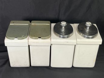 Vintage Porcelain Soda Fountain Ice Cream Parlor Dispensers - Set Of 4 Marked Coorsite, Rubin