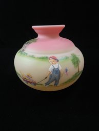 Fenton LE Hand Painted Join The Parade Burmese Glass Vase