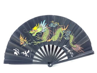 Vintage Black Fan W/ Dragon Design
