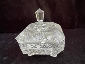 Vintage Heavy Cut Crystal Square Footed Candy Dish