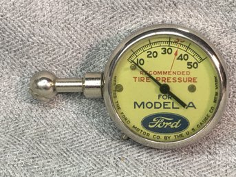 Very Cool Antique MODEL A FORD Tire Pressure Gage With Original Leather Case - By US GAUGE Company NY