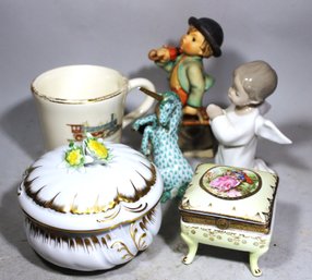 Lot Of Ceramics (mostly As/is) Hummel, Herend, Railroad Mug And Lladro Angel