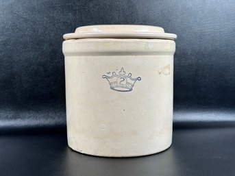 A Vintage 2-Gallon Stoneware Crock With Lid By Robinson Ransbottom Pottery