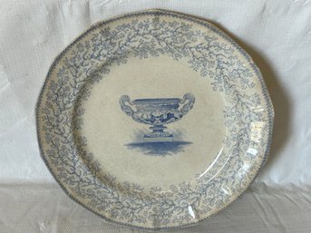 Antique Circa 1850 Scottish Blue And White Transfer Plate- Signed WEBSTER VASE