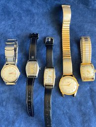 5 Assorted Watches: Hamilton, Pierce, Junghrans, Benrus, Elgin