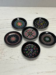 A Set Of SIX Black Hand Painted Tea Cozies - All Different Designs