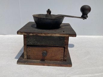 Antique Countertop Coffee Grinder With Combtail Lower Drawer