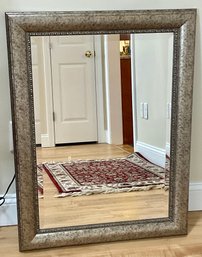 Contemporary Pewter Mirror With Beveled Glass