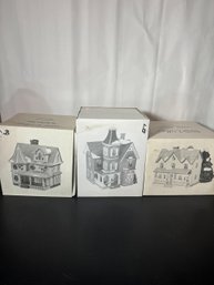 THREE MINT IN BOX DEPARTMENT 56 CHRISTMAS VILLAGE SETS