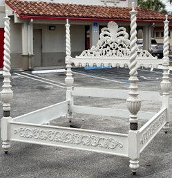 An Opulent And Grand Spanish Revival King Poster Bedstead