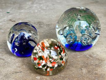 A Trio Of Murano Glass Paperweights