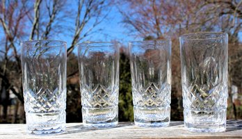 Set Of Four Gorgeous Signed Waterford Lismore Pattern Tumblers Or Ice Tea Glasses - Made In Ireland