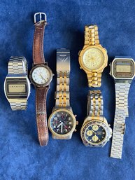6 Assorted Mens Watches: Gruen, Waltham, Casio, Timex