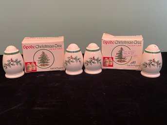 2 Sets Of Spode Christmas Tree Salt & Pepper Shakers