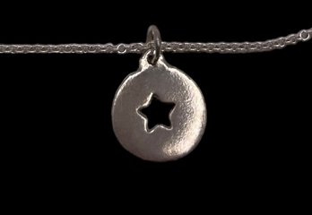 Vintage Sterling Silver Star Pendant On Italian Sterling Chain