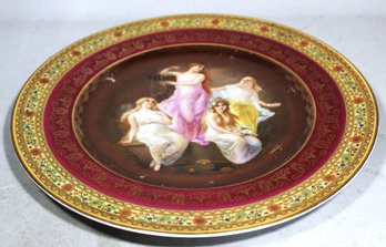 Czech. 1920s Neoclassical Transfer Plate With Female Figures