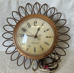 Awesome Vintage WESTCLOX ELECTRIC Mid Century Modern Sunburst Wall Clock