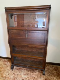 Antique Dark Wooden Barrister Style Stacking Bookcase