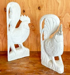 Hand Carved Wood Rooster Decor