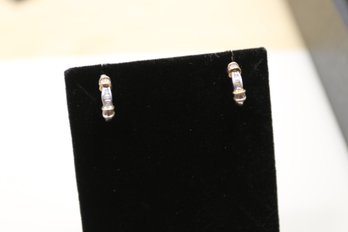 14k White Yellow Gold Diamond Earrings