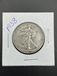 Beautiful 1938 Walking Liberty Silver Half Dollar