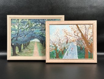 A Pair Of Vintage Original Acrylic Landscapes