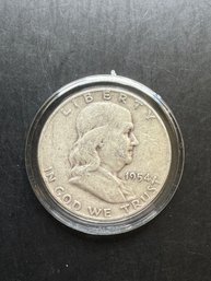 1954-D Benjamin Franklin Silver Half Dollar