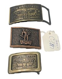 Three Levi's Vintage Belt Buckles-Small, Medium And Large-Salesman Samples-Lot 4